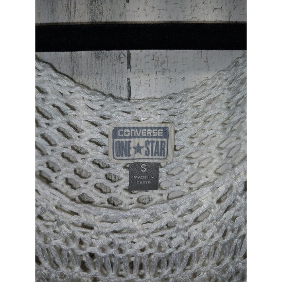 Converse One Star Women’s Open Knit Sweater Size Small Boho Hippie Ivory - Picture 4 of 7
